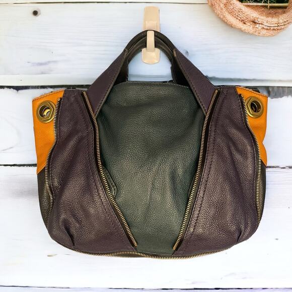 OrYANY Lian Leather Zipper Detail Slouchy Hobo Colorblock Bag - Picture 1 of 11